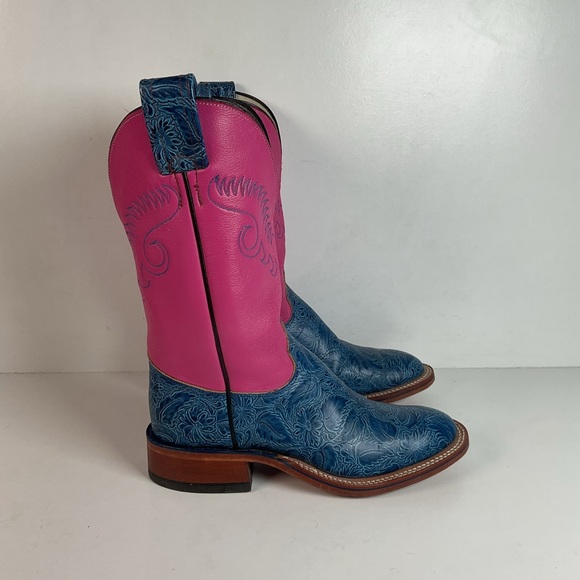 Olathe Tooled Cowgirl Roper Boots 7 B Barbie Pink Upper - Picture 6 of 14